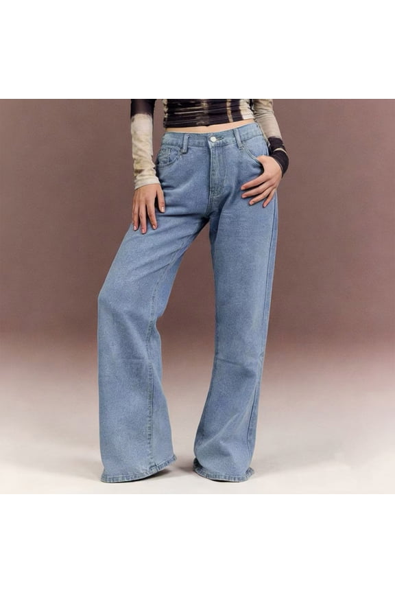 Women's Wide Leg Cotton Jeans, Casual and Versatile, Comfortable and Lightweight for Everyday Wear and Spring Season