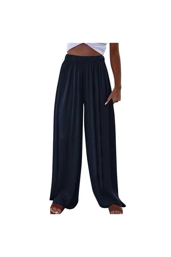 Women's Wide Leg Pants, Casual Relaxed Fit with Pockets, Comfortable for Daily Use and Leisure Activities