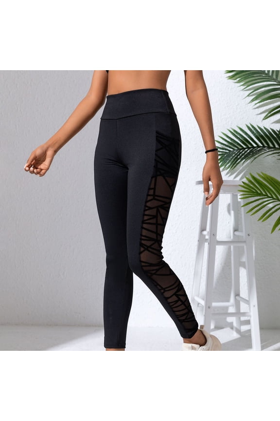 Women's Yoga Leggings with Mesh Panels, Butt Lifting and Tummy Control, for Fitness, Running and Daily Wear