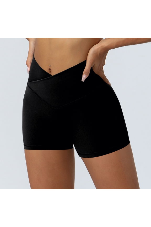 Women's Yoga Shorts, High-Waisted Solid Color Butt-Lifting Stretchy Tight-Fit with Comfort Feel, Fitness Workout Shorts for Gym and Daily Use