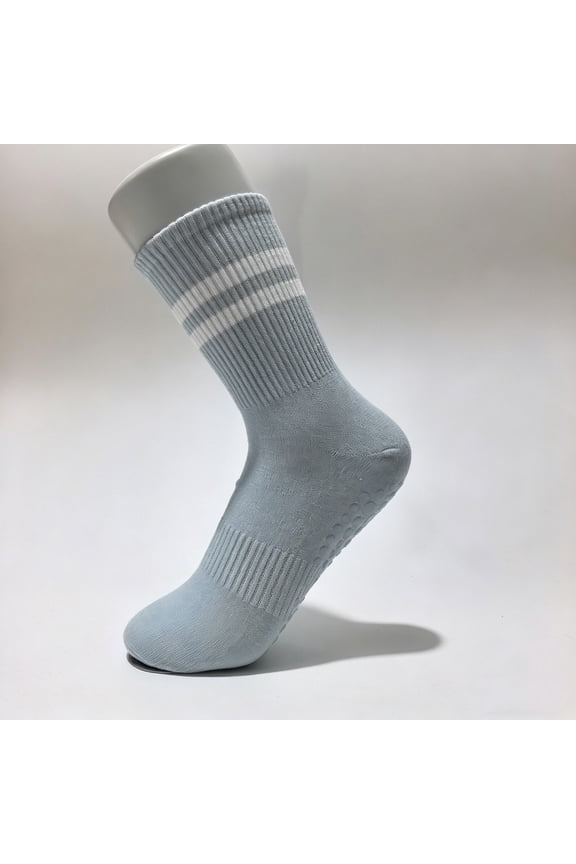 Women's Yoga Socks, Fashionable Comfortable Non-Slip Long Tube with Striped Design, Spring Summer Workout Socks for Pilates, Yoga and Fitness Training