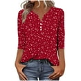 thumbnail image 1 of Haivin Womens Blouses Dressy Casual Business Tops 3/4 Sleeve Polyester and Spandex V Neck Work Office Shirts, 1 of 6