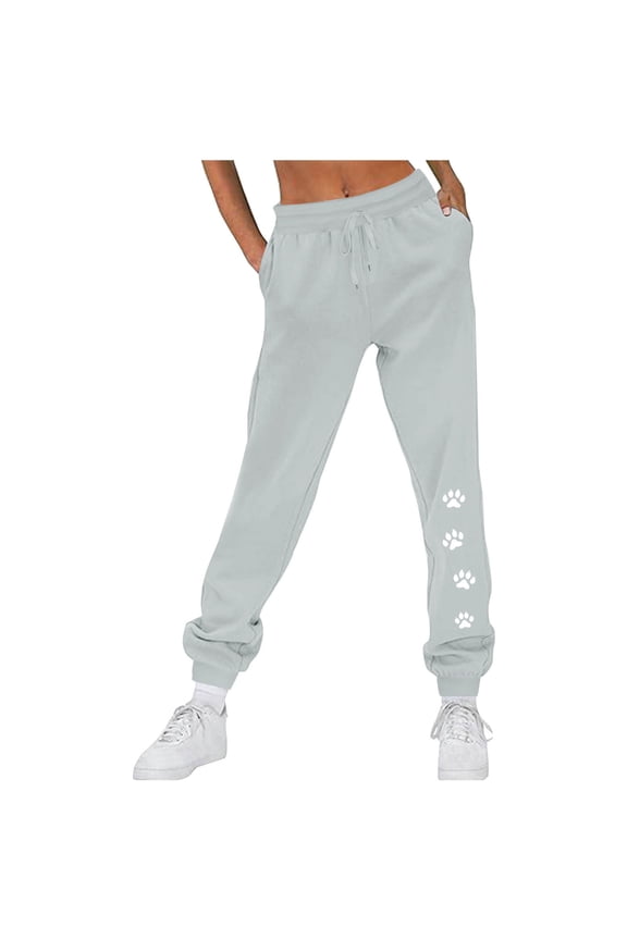 Womens Fleece Sweatpants with Print Pattern, Cotton Thermal Workout Pants for Running, Gym Exercise and Daily Wear