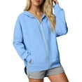 thumbnail image 1 of Haivin Womens Hoodies Casual Long Sleeve Zip Pullover Tops Oversized Hooded Sweatshirts with Pocket, 1 of 5