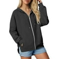 thumbnail image 1 of Haivin Womens Hoodies Casual Long Sleeve Zip Pullover Tops Oversized Hooded Sweatshirts with Pocket, 1 of 5