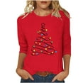 thumbnail image 1 of Haivin Womens Plus Size Tops Merry Christmas Shirts for Women 3/4 Sleeve Funny Print Tops Holiday Party Tee Crew Neck Casual Cotton T-Shirts Xmas Gifts, 1 of 4