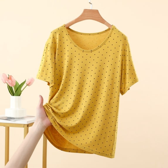 Haivin Womens Polka Dot Shirt T Shirts Loose Fit Crewneck Short Sleeve Tops Summer Casual 2026 Basic Tee