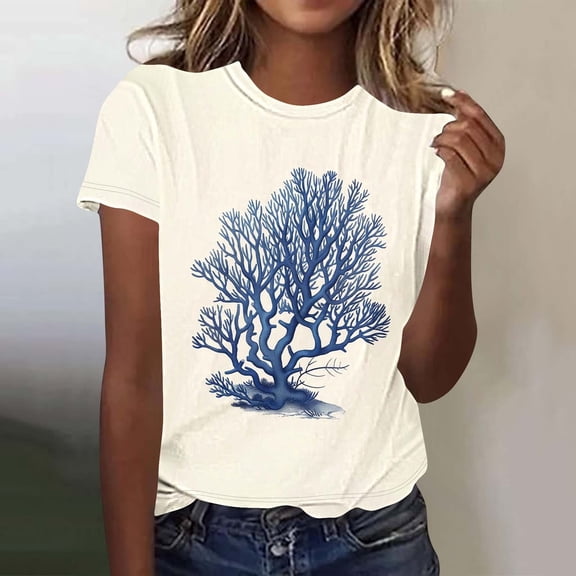 Haivin Womens Short Sleeve T-shirt,Printed Equestrian Style, Casual Comfortable Top for Daily Wear and Outdoor Activities