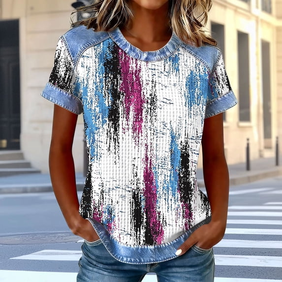 Haivin Womens Summer Loose Shirts Short Sleeve Tops