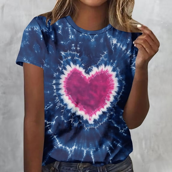 Haivin Womens T-Shirt, Fashion Loose Casual Fit with Valentine's Day Print, Round Neck Short Sleeve Cotton Top for Daily Wear and Casual Outfits