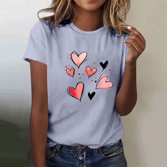 Haivin Womens T Shirts Short Sleeve Tops Casual Blouses Spring Summer Outfits Flowy Front Scooped Neck