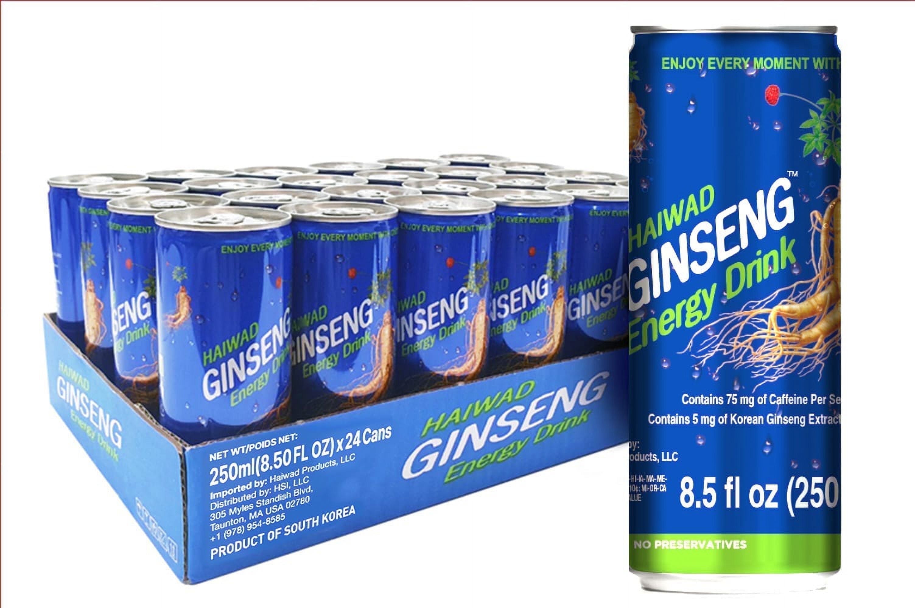 Haiwad Ginseng Energy Drink, Naturally Caffeinated, Mango Pear Fruity Flavor, 24 Cans, 8.5 fl oz