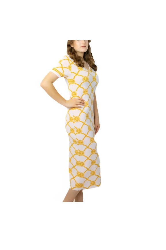 Designer Monogram Knitwear Classic Short Sleeve Maxi Dress (Women's)