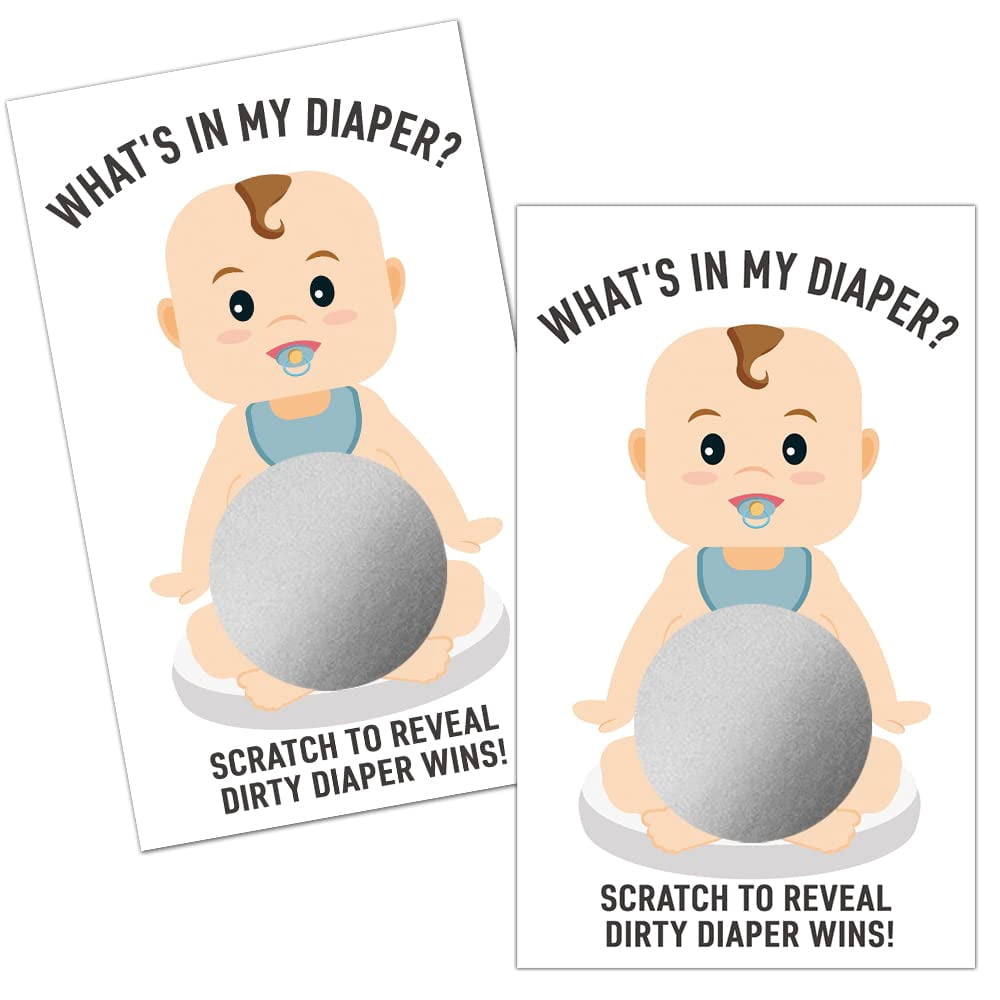 Haizct 50 Pack 'What's In My Diaper' Scratch Off Game Cards For Baby Showers & Parties (African American) - View #5