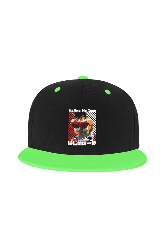 Hajime No Ippo Kamogawa Boxing Gym Kid'S Cartoon Baseball Cap,Adjustable Hip Hop Hat Flat Brim, Breathable Sun Hat For Boys Girls Green