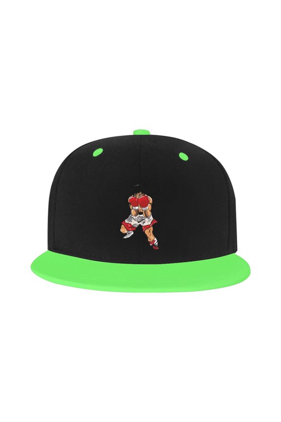 Hajime No Ippo Kamogawa Boxing Gym Kid'S Cartoon Baseball Cap,Adjustable Hip Hop Hat Flat Brim, Breathable Sun Hat For Boys Girls Green
