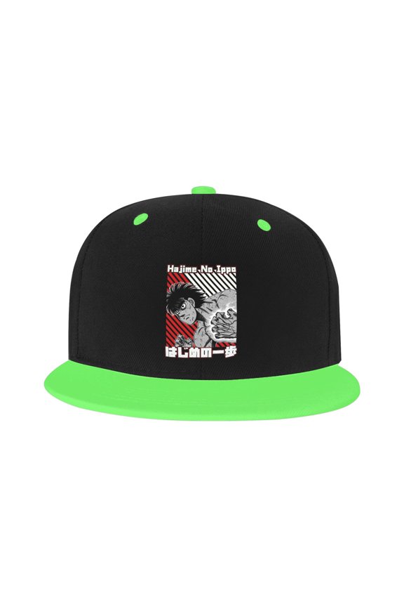 Hajime No Ippo Kamogawa Boxing Gym Kid'S Cartoon Baseball Cap,Adjustable Hip Hop Hat Flat Brim, Breathable Sun Hat For Boys Girls Green