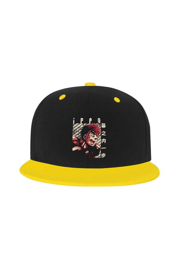 Hajime No Ippo Kamogawa Boxing Gym Kid'S Cartoon Baseball Cap,Adjustable Hip Hop Hat Flat Brim, Breathable Sun Hat For Boys Girls Yellow
