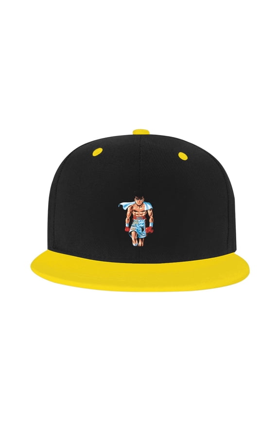 Hajime No Ippo Kamogawa Boxing Gym Kid'S Cartoon Baseball Cap,Adjustable Hip Hop Hat Flat Brim, Breathable Sun Hat For Boys Girls Yellow