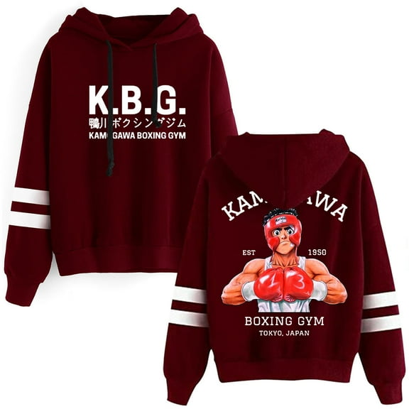 Hajime No Ippo Kamogawa Boxing Gym Merch Hoodies Unisex Pocketless Parallel Bars Sleeve Streetwear