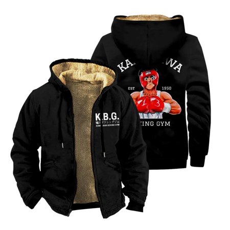 Hajime No Ippo Kamogawa Boxing Gym Zipper Thick Hoodies Anime 3D Zip up Sweatshirts