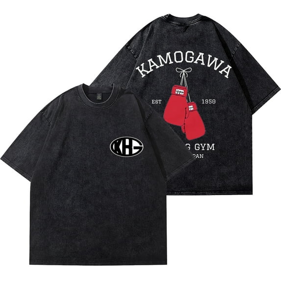 Hajime no Ippo T-shirts Kamogawa Boxing Gym Merch Vintage Wash Tee Unisex Fashion Streetwear Short Sleeve Top