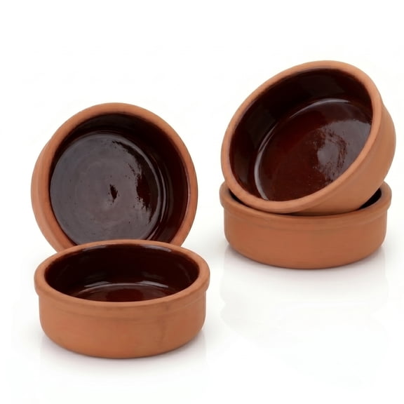 Hakan Athens Clay Bowl Set of 4, Terracotta 5.7-inch Bowls, 14.2 Oz Cooking Clay Bowls in Box