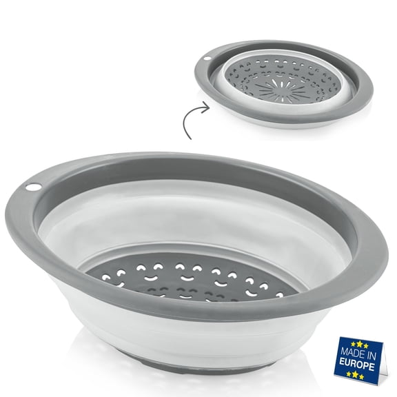 Hakan Collapsible Colander 3.1 Qt Food Strainer, Gray, 3L Plastic Kitchen RV Essential Basket 3L Gray