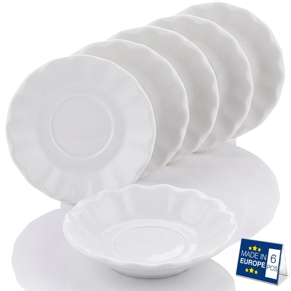 Hakan Melamine Tea Glass Saucers 4.3, Unbreakable Turkish Tea Plate Set, Durable Mini Serving Plates, White, 6 Pcs