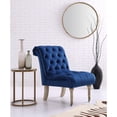 thumbnail image 1 of Hakan Navy Velvet Accent Chair - Rolled Back, Caster Front Legs, Tufted Armless, 1 of 9