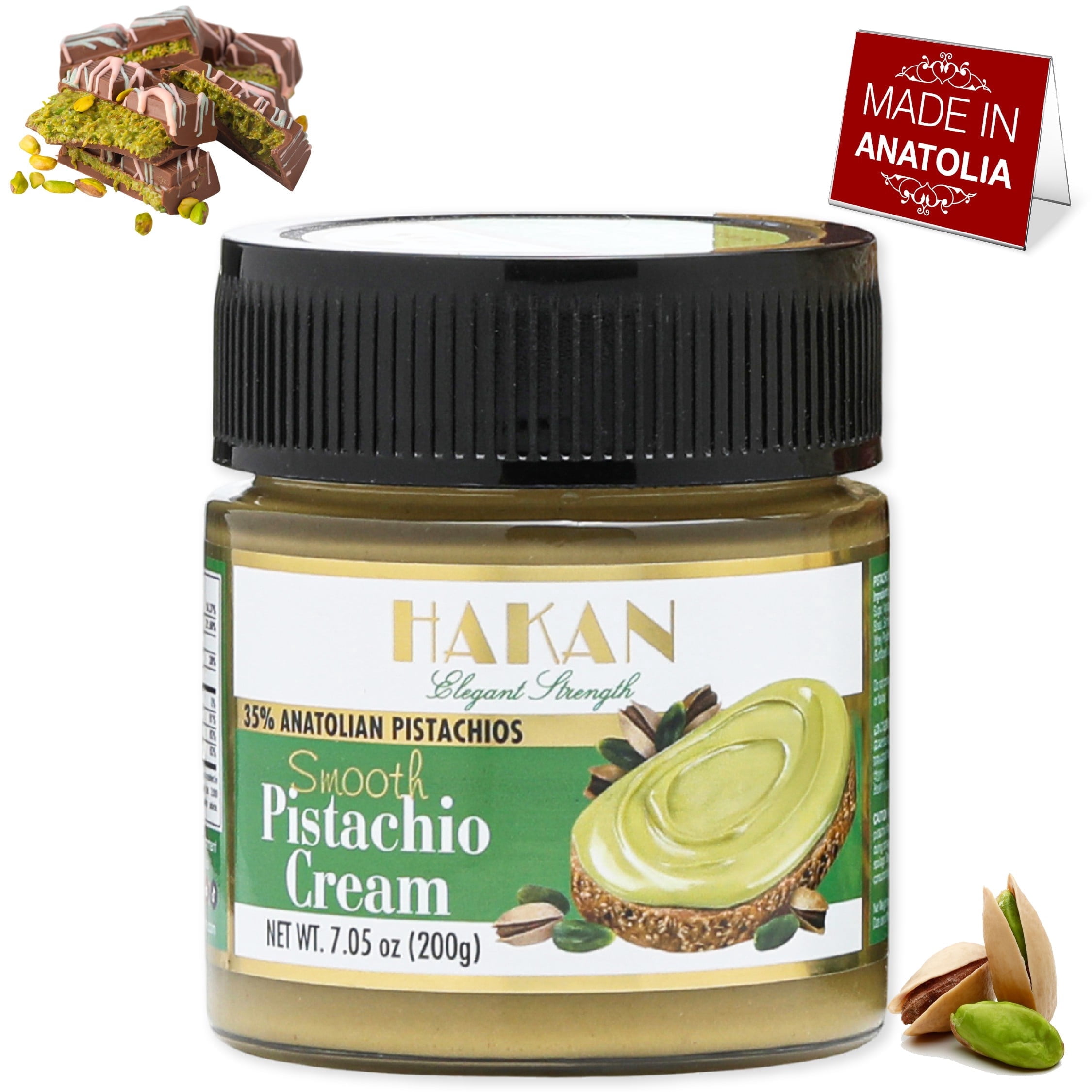 HAKAN Pistachio Cream, 7.05 oz, 35% Anatolia-Grown Pistachios