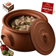 thumbnail image 1 of Hakan Suphan Handmade 2.6-Quart Small Clay Cooking Pot with Lid, Unglazed Natural Cookware, 2.5 L, 1 of 11