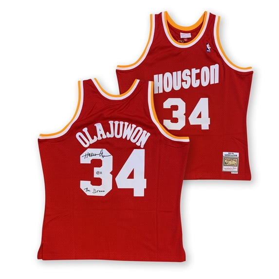 Hakeem Olajuwon Autographed Houston Rockets Mitchell & Ness Swingman Signed Basketball Jersey THE DREAM Beckett COA