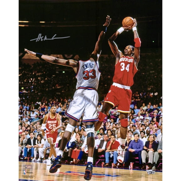 Hakeem Olajuwon Houston Rockets Autographed 16" x 20" Jumping Photograph - Fanatics Authentic Certified