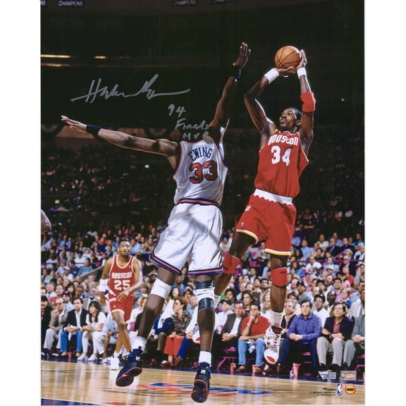 Hakeem Olajuwon Houston Rockets Autographed 16" x 20" Shot vs. Patrick Ewing 1994 NBA Finals Photograph with "94 Finals MVP" Inscription - Fanatics Authentic Certified