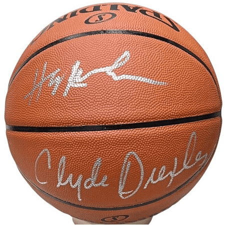 Hakeem Olajuwon & Clyde Drexler Signed Autographed Basketball JSA Authenticated