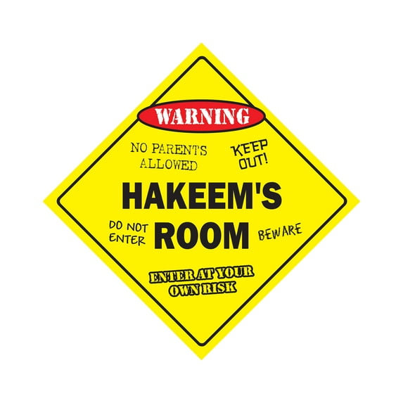 Hakeem's Room Sign Crossing Zone Xing | Indoor/Outdoor | 12" Tall kids bedroom decor door children's name boy girl
