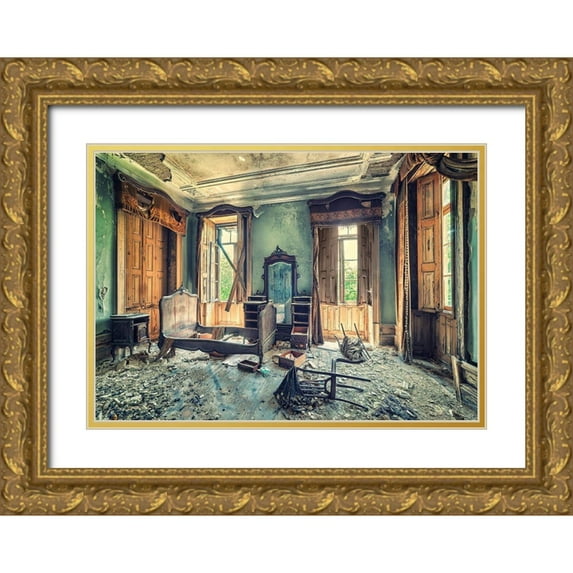 Haker, Matthias 14x11 Gold Ornate Wood Framed with Double Matting Museum Art Print Titled - Once a Glorious House