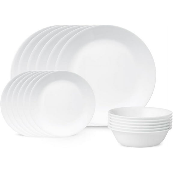 Hakille Livingware 18-Piece Dinnerware Set, Winter Frost White, Service for 6 (1088609)