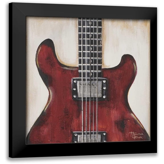 Hakimipour-Ritter 12x12 Black Modern Framed Museum Art Print Titled - Fender - Red Guitar