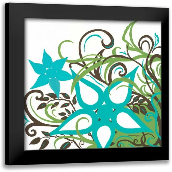 Hakimipour-Ritter 12x12 Black Modern Framed Museum Art Print Titled - Floral Twist I