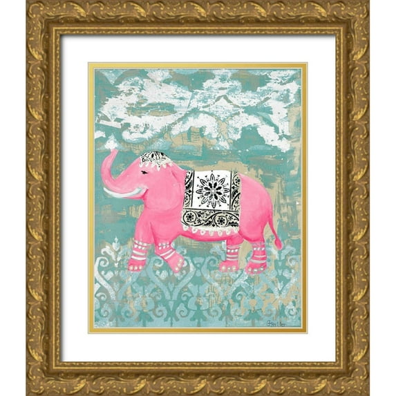 Hakimipour-Ritter 12x14 Gold Ornate Wood Framed with Double Matting Museum Art Print Titled - Pink Bazaar I