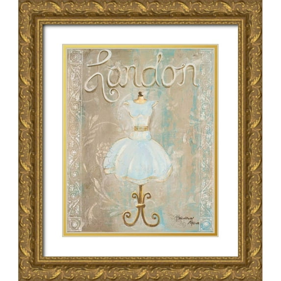 Hakimipour-Ritter 12x14 Gold Ornate Wood Framed with Double Matting Museum Art Print Titled - Window Shopping II