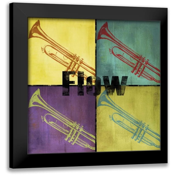 Hakimipour-Ritter 15x15 Black Modern Framed Museum Art Print Titled - Flow Color Blocks