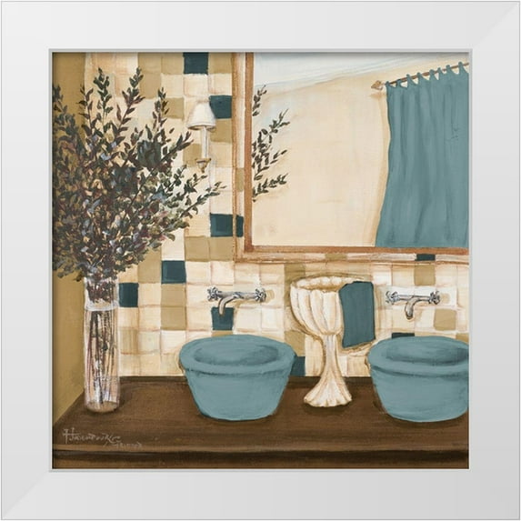 Hakimipour-Ritter 15x15 White Modern Wood Framed Museum Art Print Titled - Blue Zen Bath I