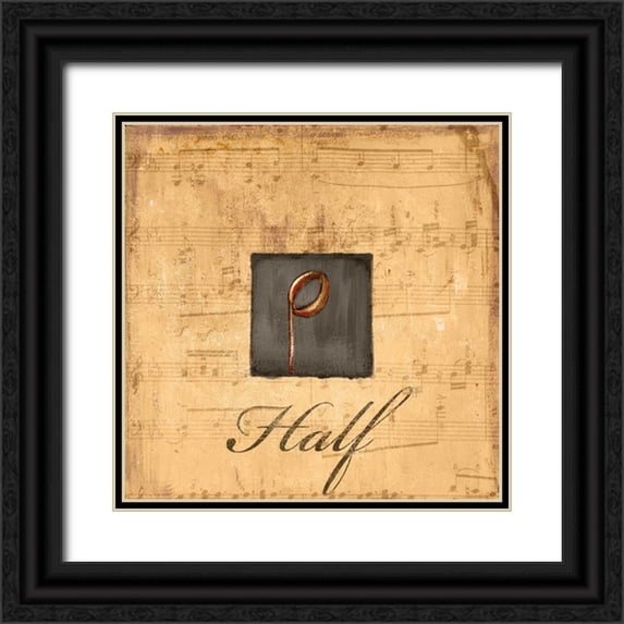 Hakimipour-Ritter 20x20 Black Ornate Wood Framed with Double Matting Museum Art Print Titled - Half