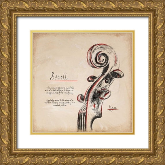 Hakimipour-Ritter 26x26 Gold Ornate Wood Framed with Double Matting Museum Art Print Titled - Scroll