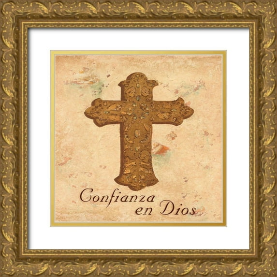 Hakimipour, Tiffany 12x12 Gold Ornate Wood Framed with Double Matting Museum Art Print Titled - Fe en Dios II