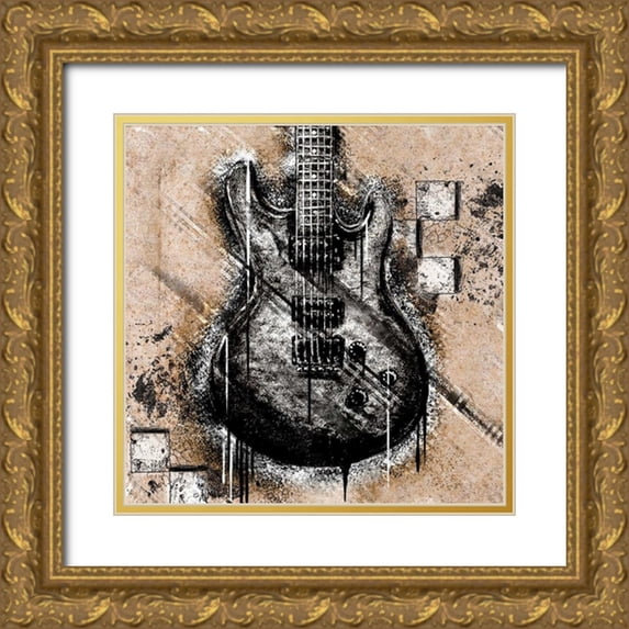 Hakimipour, Tiffany 12x12 Gold Ornate Wood Framed with Double Matting Museum Art Print Titled - Garage Rock II