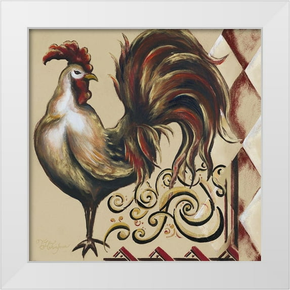 Hakimipour, Tiffany 12x12 White Modern Wood Framed Museum Art Print Titled - Rules the Roosters Square I